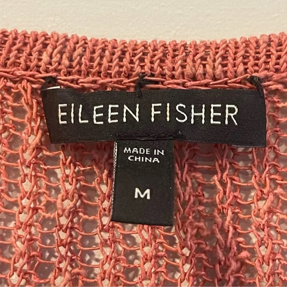 🚩 Final Sale- Eileen Fisher | Linen Blend Asymmetrical Hem Open Knit Sweater - Picture 3 of 7
